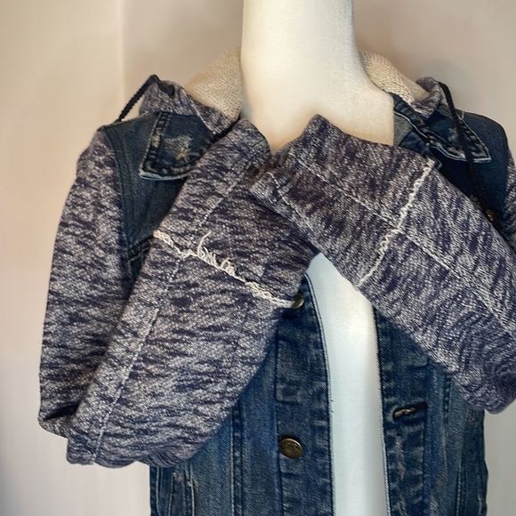 Free People distressed denim hooded jacket - Picture 10 of 16